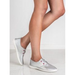 SREBRNE TRAMPKI. Szare trampki i tenisówki damskie SHELOVET, bez wzorów, bez zapięcia. Za 39,90 zł.