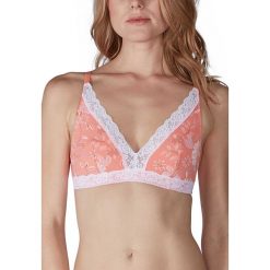 Biustonosz w kolorze koralowo-białym. Czerwone biustonosze Skiny Women & Men, w koronkowe wzory, z koronki. W wyprzedaży za 42,95 zł.