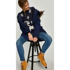 Answear - Kurtka. Niebieskie kurtki damskie ANSWEAR, s, bez wzorów, z elastanu, długie, z kapturem. W wyprzedaży za 139,90 zł.