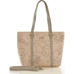 Shopper bag damskie: Torebka shopper z ażurem w kwiaty różowa ELEANOR