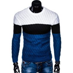 SWETER MĘSKI E143 - NIEBIESKI. Czarne swetry klasyczne męskie marki Inny, m, z bawełny. Za 39,00 zł.
