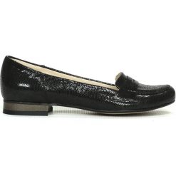 Balerinki lordsy - skóra naturalna - model 025 - kolor czarny błyszczący. Czarne baleriny damskie Zapato, bez wzorów, z jeansu, eleganckie, na niskim obcasie, na obcasie. W wyprzedaży za 202,30 zł.
