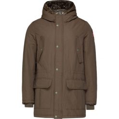 Parka AERONAUTICA MILITARE. Brązowe płaszcze męskie Aeronautica Militare, z aplikacjami, z bawełny, eleganckie, z kapturem. Za 1800,00 zł.