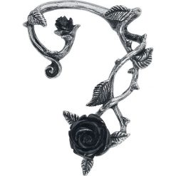 Alchemy Gothic Black Rose Ear Wrap Kolczyk - Earpin srebrny. Szare kolczyki damskie marki Alchemy Gothic, srebrne. Za 79,90 zł.