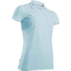 Koszulka polo do golfa damska. Różowe koszulki damskie polo INESIS, s, bez wzorów, z bawełny, z golfem, bez rękawów. Za 39,99 zł.