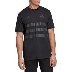 Adidas Tan Heavy Tee DY5846 t-shirt męskie czarne M. Czarne t-shirty męskie Adidas, m, bez wzorów, z bawełny, sportowe, z podwójnym kołnierzykiem, krótkie. W wyprzedaży za 129,99 zł.