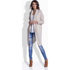 Beżowy Sweter-Narzutka z Szalowym Kołnierzem. Brązowe piżamy damskie Molly.pl, uniwersalny, bez wzorów, z dzianiny, bez rękawów. Za 99,90 zł.