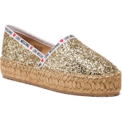 Espadryle LOVE MOSCHINO - JA10193G07JI0901 Oro. Żółte espadryle damskie Love Moschino, na co dzień, bez wzorów, z tworzywa sztucznego, klasyczne, bez obcasa, bez zapięcia. Za 589,00 zł.