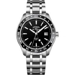 ZEGAREK ROTARY Legacy GMT GB90172/04. Czarne, analogowe zegarki męskie marki ROTARY, ze stali. Za 2090,00 zł.