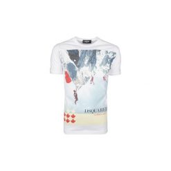 T-shirty z krótkim rękawem Dsquared S74GD0277. Białe t-shirty męskie Dsquared, s, bez wzorów, bez kołnierzyka, krótkie. Za 499,00 zł.