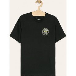 Vans - T-shirt dziecięcy 129-151 cm. Czarne t-shirty chłopięce Vans, z nadrukiem, z bawełny, bez rękawów. Za 99,90 zł.