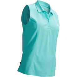 Koszulka polo do golfa bez rękawów damska. Niebieskie koszulki damskie polo INESIS, xl, bez wzorów, z poliesteru, bez rękawów. Za 59,99 zł.