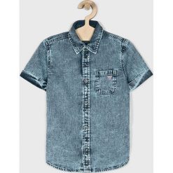 Guess Jeans - Koszula dziecięca 118-175 cm. Niebieskie koszule chłopięce z aplikacjami, z bawełny, casualowe, krótkie. W wyprzedaży za 89,90 zł.