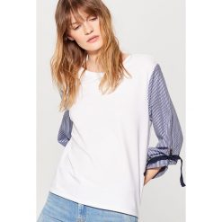 Bluzy damskie: Bluza z ozdobnymi rękawami – Biały