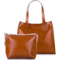 Skórzana shopper bag 2w1 PAOLO PERUZZI GA310 cognac - cognac. Brązowe torby damskie na zakupy Paolo Peruzzi, w paski, ze skóry, eleganckie, na ramię, duże, bez dodatków. Za 299,99 zł.