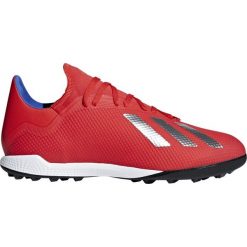Buty piłkarskie adidas X 18.3 Tf M BB9399. Czerwone buty sportowe męskie Adidas, z gumy, bez zapięcia, do piłki nożnej. W wyprzedaży za 339,00 zł.