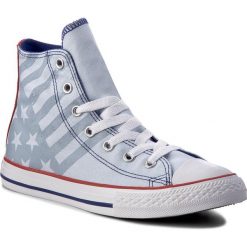 Trampki CONVERSE - Ctas Hi 656056C Porpoise/True Indigo/White. Niebieskie półbuty damskie marki Converse, bez wzorów, z gumy, bez obcasa, na płaskiej podeszwie, bez zapięcia. W wyprzedaży za 149,00 zł.