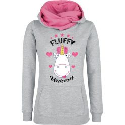 Bluzy damskie: Minions Einhorn – My Fluffy Unicorn Bluza z kapturem damska melanż szary/różowy