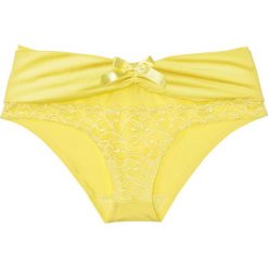 Figi panty bonprix jasna limonka. Żółte majtki damskie bonprix, w koronkowe wzory, z bawełny. Za 34,99 zł.