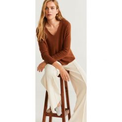 Mango - Sweter Cross. Żółte swetry damskie Mango, l, bez wzorów, z bawełny, z krótkim rękawem, krótkie, bez kaptura. Za 69,90 zł.