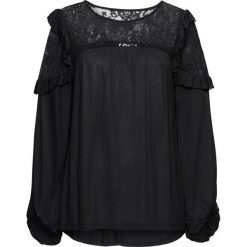 Shirt z koronką bonprix czarny. Czarne koszulki damskie bonprix, w koronkowe wzory, z koronki, bez kołnierzyka, bez rękawów. Za 37,99 zł.