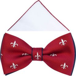 Czerwona mucha w ornamenty - lilijki harcerskie A314. Czerwone muszki męskie Modini Moda Męska, na co dzień, bez wzorów, z poliesteru, eleganckie. Za 49,50 zł.