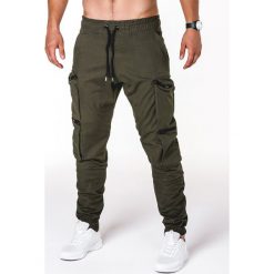 Joggery męskie: SPODNIE MĘSKIE JOGGERY P706 – KHAKI