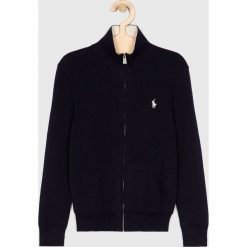 Polo Ralph Lauren - Kardigan dziecięcy 134-176 cm. Niebieskie swetry chłopięce Polo Ralph Lauren, bez wzorów, z bawełny, bez kaptura. W wyprzedaży za 369,90 zł.