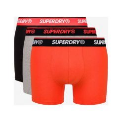 SuperDry Classic 3-pack Bokserki Czarny Czerwony Szary. Szare bokserki męskie Superdry, bez wzorów, z elastanu. Za 157,95 zł.