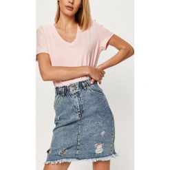 Answear - Spódnica jeansowa Answear Lab. Niebieskie spódniczki damskie ANSWEAR, na co dzień, s, bez wzorów, z bawełny, casualowe, z podwyższonym stanem, mini, rozkloszowane. Za 99,90 zł.