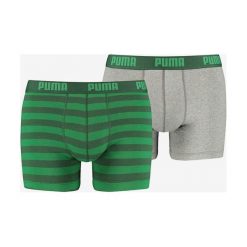 Puma 2-pack Bokserki Zielony Szary. Szare bokserki męskie Puma, w paski, z elastanu. Za 80,95 zł.