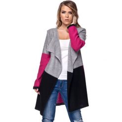 Swetry klasyczne damskie: Sweter w kolorze jasnoszaro-różowo-czarnym