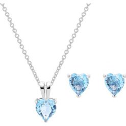Zestaw w kolorze jasnoniebieskim - naszyjnik, kolczyki. Niebieskie kolczyki damskie marki Windsor Pearl, z kryształem, srebrne. Za 69,95 zł.