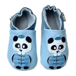 Buciki niemowlęce: Skórzane buty niemowlęce „Panda” w kolorze błękitnym