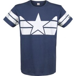 Captain America Soldier T-Shirt granatowy. Niebieskie t-shirty męskie marki Captain America, xl, z nadrukiem, z okrągłym kołnierzem. Za 99,90 zł.