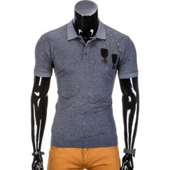 KOSZULKA MĘSKA POLO S704 - GRAFITOWA. Szare koszulki męskie Inny, s, z aplikacjami, eleganckie, bez rękawów. Za 39,00 zł.