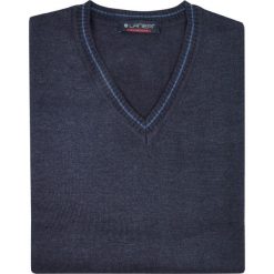 Grafitowy sweter męski SLIM SW56. Szare swetry męskie Lanieri Fashion - swetry męskie, s, bez wzorów, z bawełny, casualowe, z dekoltem w serek, bez kaptura. Za 117,00 zł.