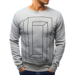 Bluzy męskie: Bluza męska bez kaptura z nadrukiem szara (bx3055)