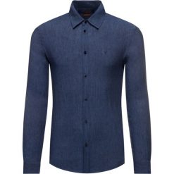 Koszula Trussardi Jeans Yarn Dyed 52C00139. Niebieskie koszule męskie Trussardi Jeans, m, bez wzorów, ze lnu, casualowe, bez kołnierzyka, bez rękawów. W wyprzedaży za 379,00 zł.