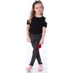 Legginsy dziewczęce: Legginsy dziewczęce z biedrononką ciemnoszare NDZ8688