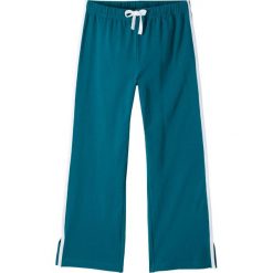 Spodnie sportowe z paskami z boku bonprix niebieskozielony. Niebieskie spodnie dziewczęce bonprix, w paski, sportowe. Za 44,99 zł.
