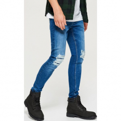 Jeansy SKINNY - Granatowy. Niebieskie jeansy męskie regular Cropp. Za 119,99 zł.