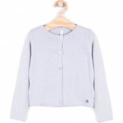 Sweter. Szare swetry dziewczęce marki ELEGANT BABY GIRL, z bawełny, z klasycznym kołnierzykiem. Za 24,90 zł.