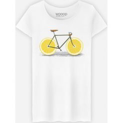 Koszulka "Zest" w kolorze białym. Białe koszulki damskie Wooop, s, bez wzorów, z bawełny, z okrągłym kołnierzem. W wyprzedaży za 56,95 zł.