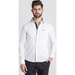 KOSZULA Empirio Armani. Białe koszule męskie Emporio Armani, s, z haftami, z elastanu, ze stójką, bez rękawów. Za 433,30 zł.