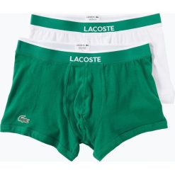 Lacoste - Obcisłe bokserki męskie pakowane po 2 szt., zielony. Zielone bokserki męskie marki Lacoste, bez wzorów, z bawełny. Za 99,95 zł.