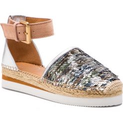 Espadryle SEE BY CHLOÉ - SB32202C Fab.Halley 087/Nappa Vintage 052/Crosta. Szare espadryle damskie See by Chloé, z aplikacjami, ze skóry, bez obcasa. W wyprzedaży za 609,00 zł.