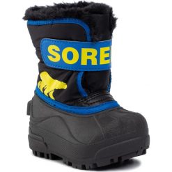Śniegowce SOREL - Toddler Snow Commander NV1960 Black/Super Blue 011. Czarne śniegowce chłopięce Sorel, bez zapięcia. W wyprzedaży za 199,00 zł.