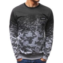 Bluzy męskie: Bluza męska z nadrukiem camo szara (bx3469)