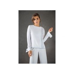 Damska Bluzka z Lamówką. Białe bluzki damskie Veva, l, z aplikacjami, z materiału, eleganckie. Za 279,00 zł.